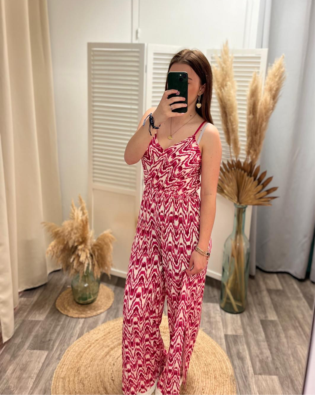 Combinaison Maélie rose à motifs