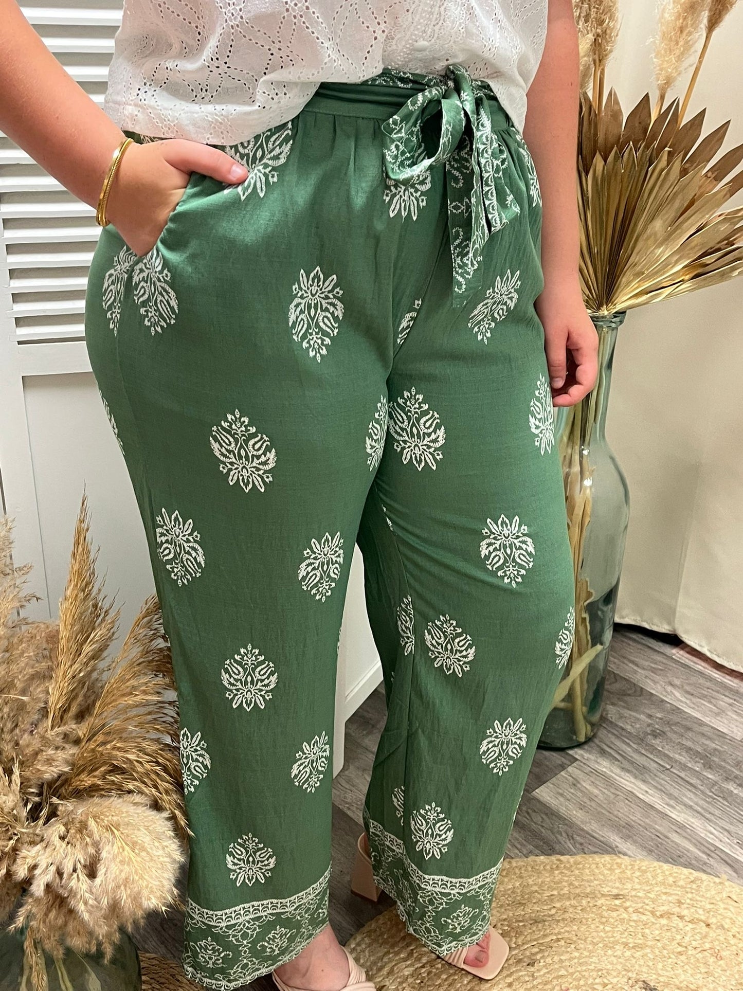 Pantalon fluide vert Diana