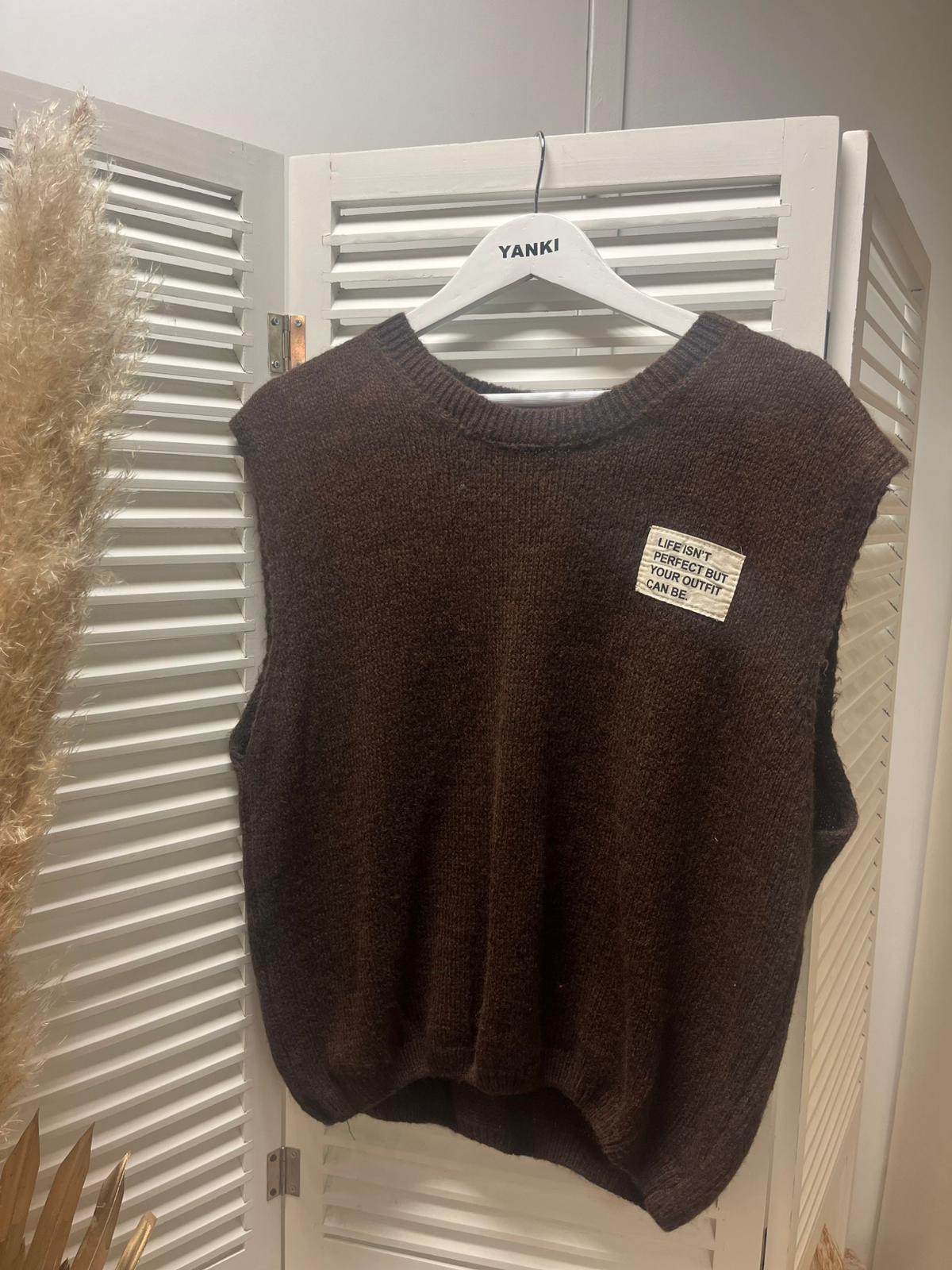 Gilet Victor sans manche maille chocolat