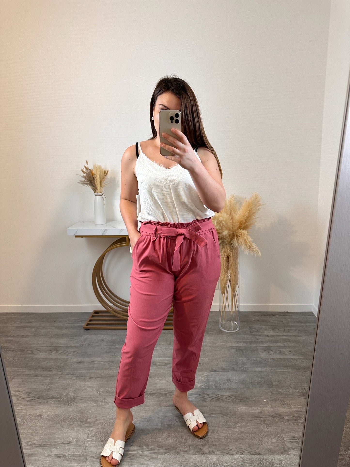 Pantalon ceinturé MILA - terracotta