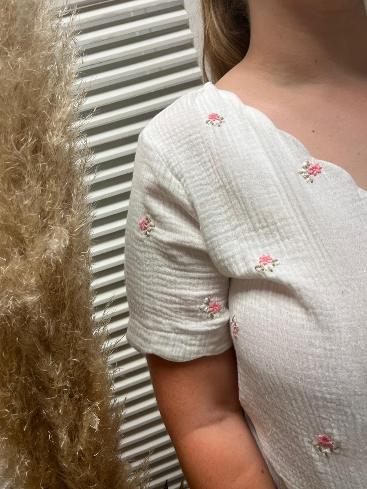 Blouse gaze de coton bouquet
