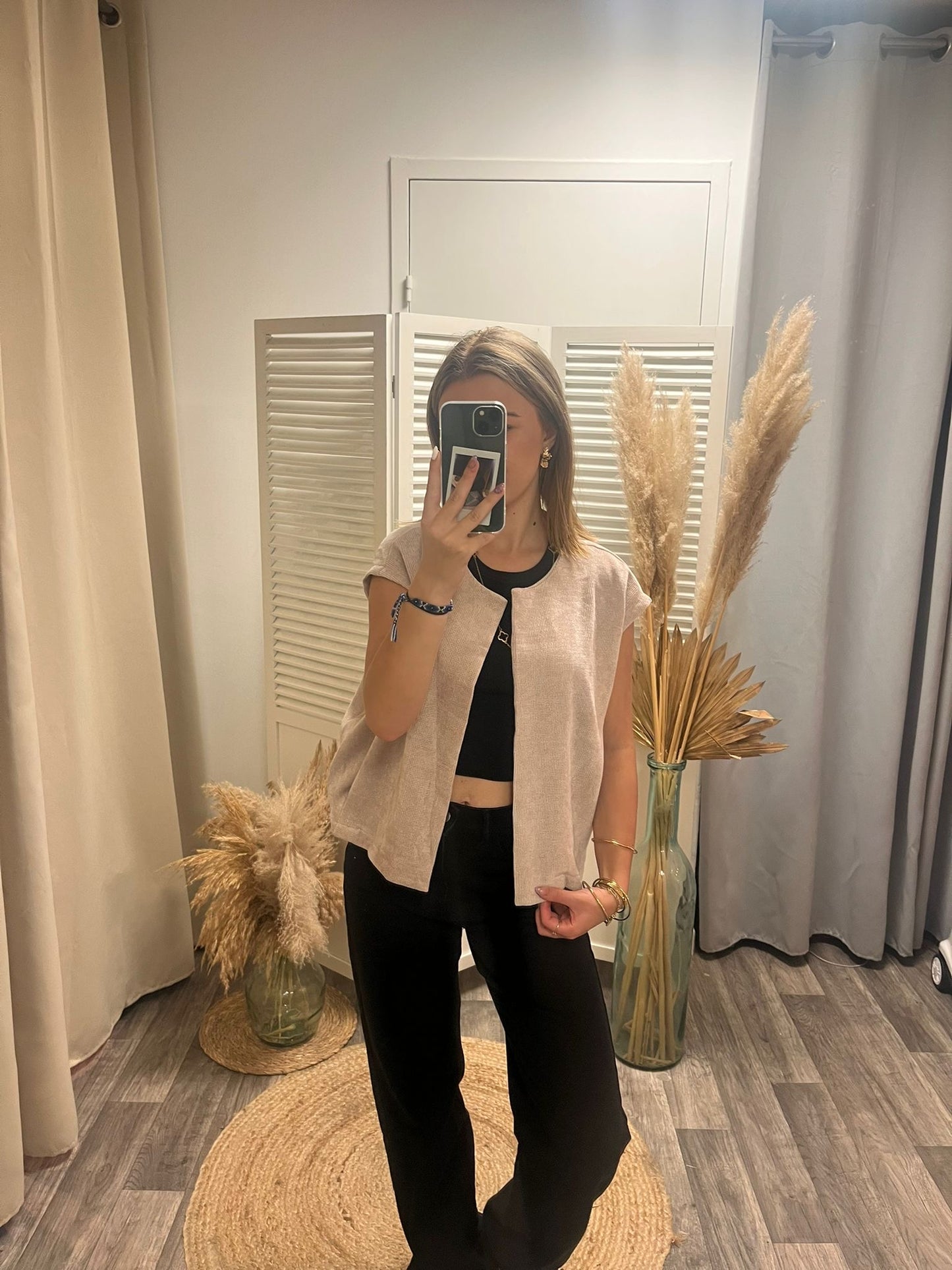 Veste Béa sans manches beige