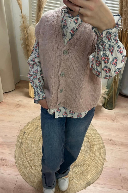 Gilet moris à boutons divers coloris