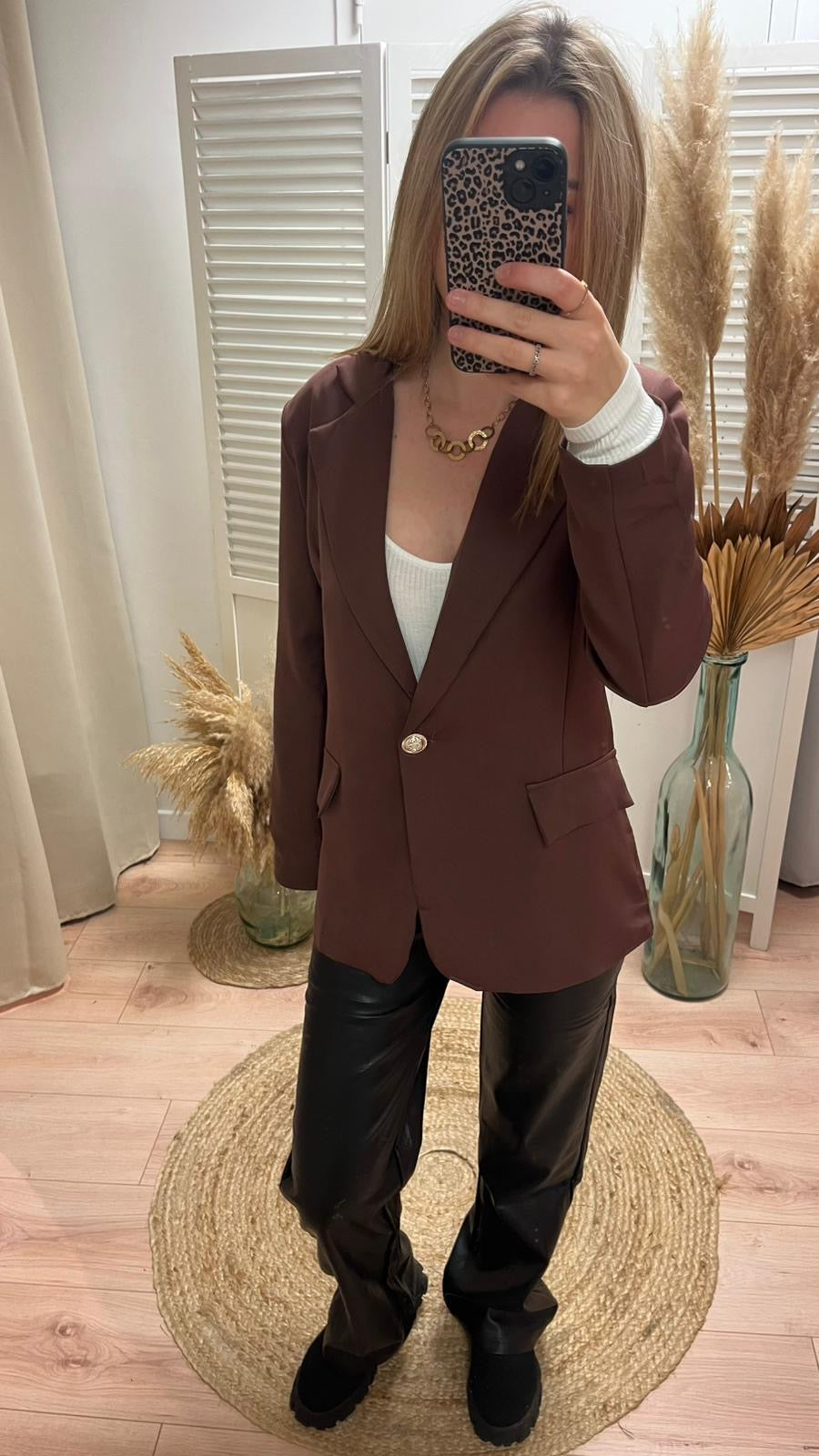 Pantalon simili cuir large