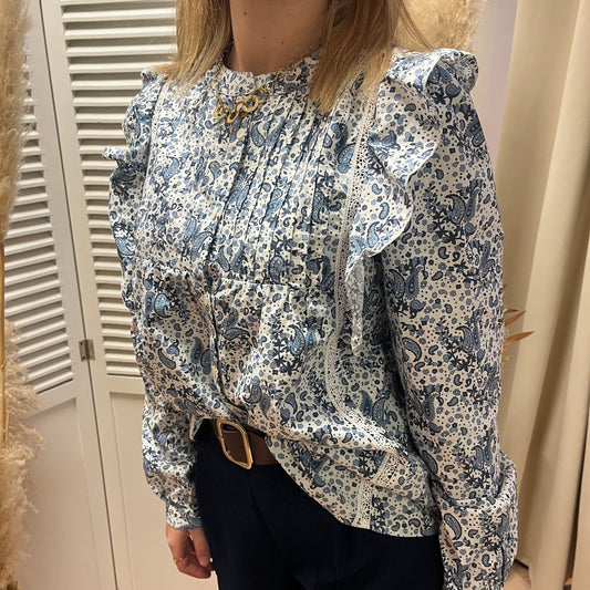 Blouse Emery fleurie bleu