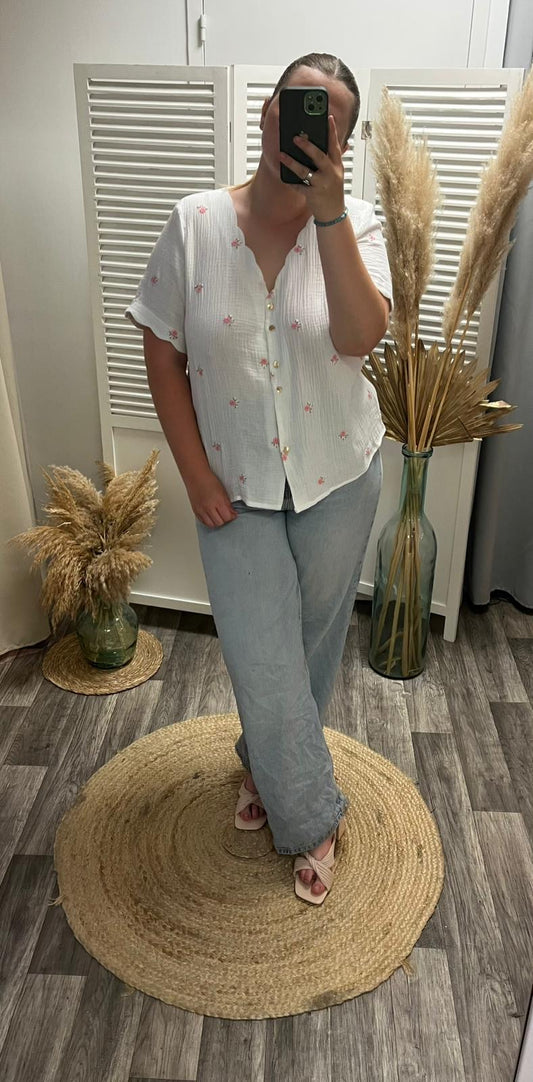 Blouse gaze de coton bouquet