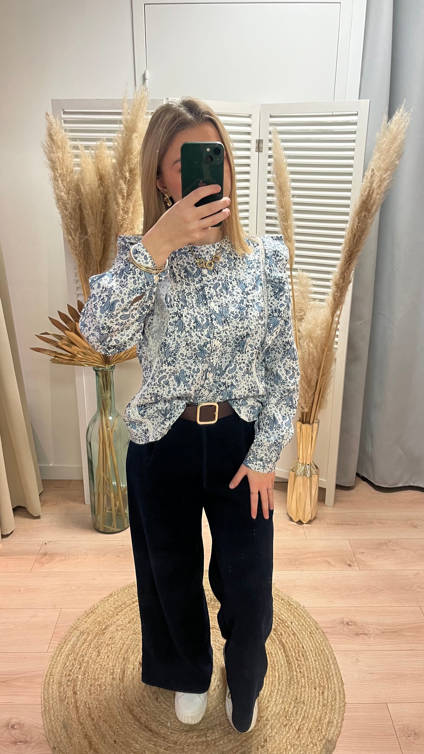 Blouse Emery fleurie bleu