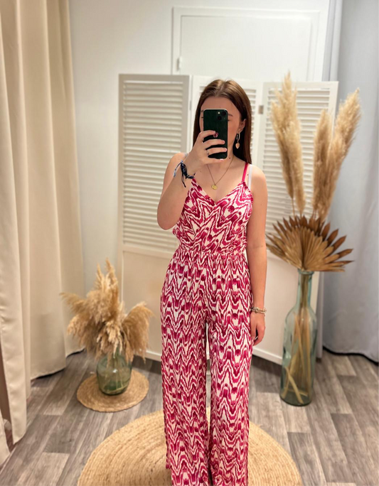 Combinaison Maélie rose à motifs