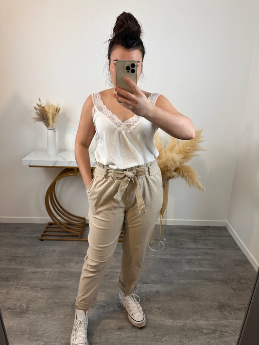 Pantalon ceinturé MILA - beige