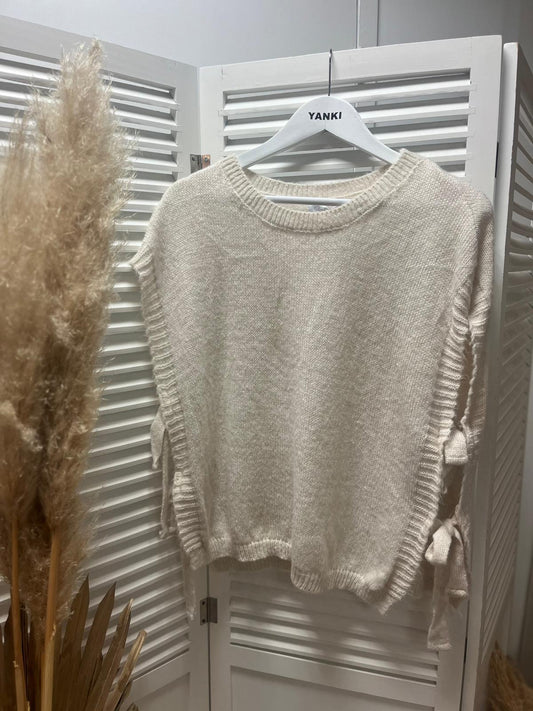 Pull poncho écru