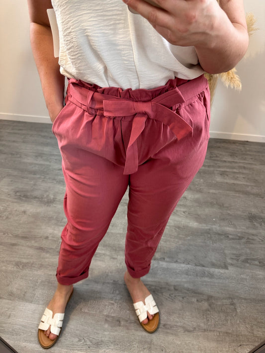 Pantalon ceinturé MILA - terracotta