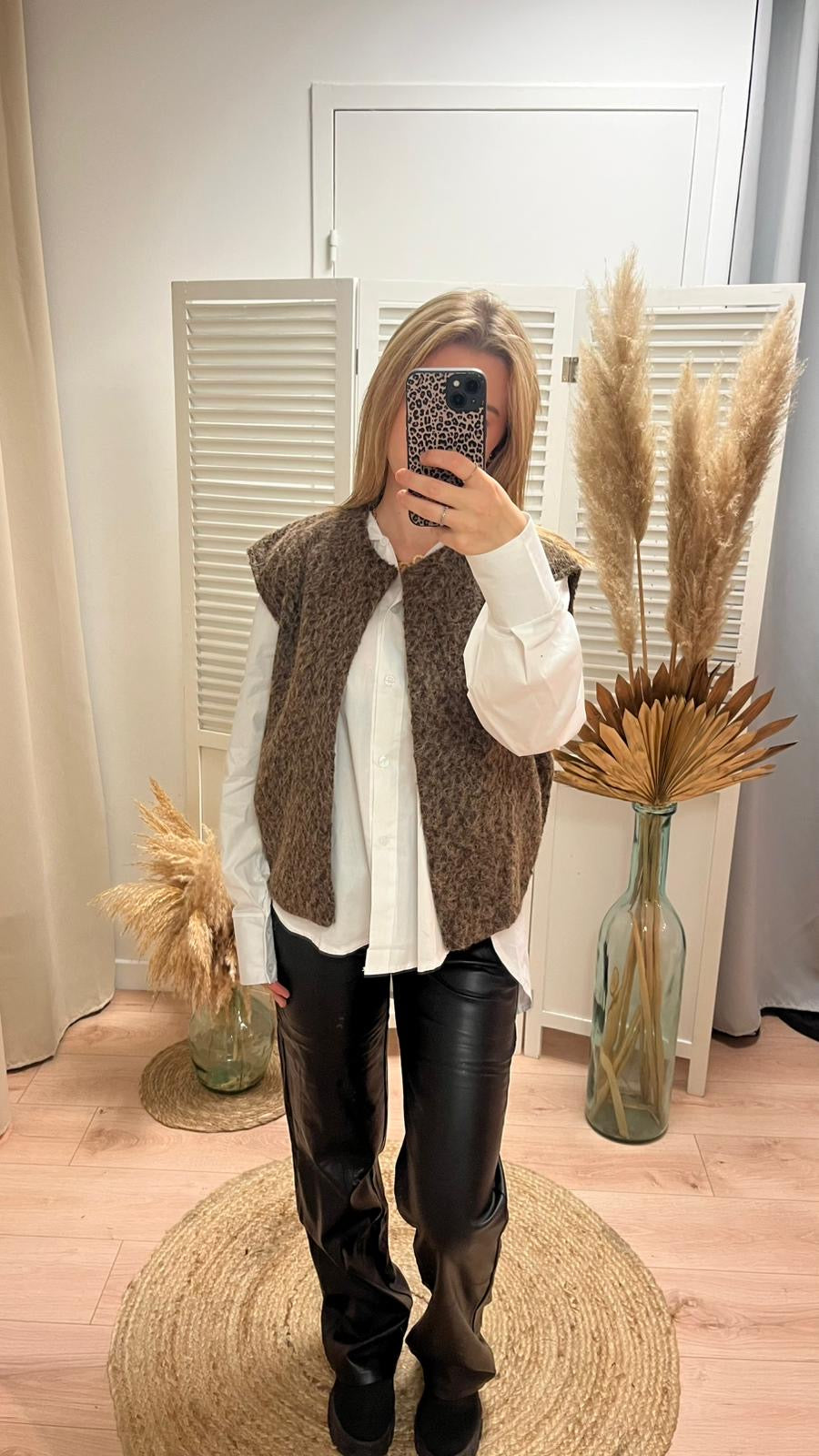 Pantalon simili cuir large