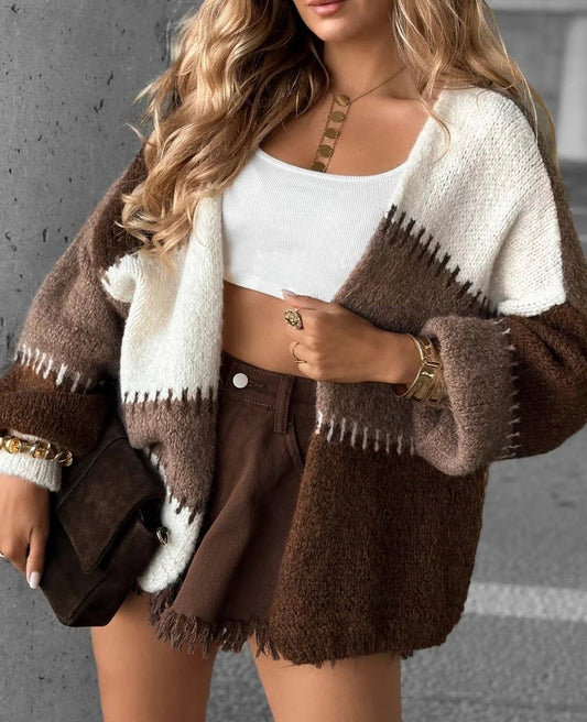 Gilet cardigan trois couleurs