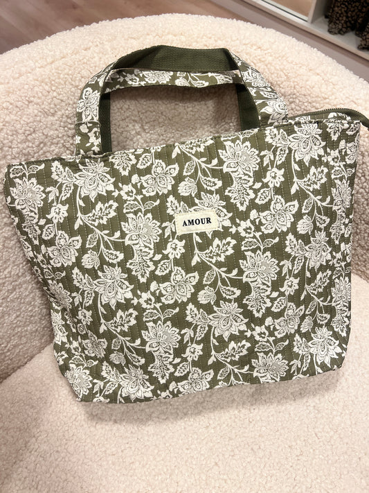 Sac à main Flower AMOUR vert amande