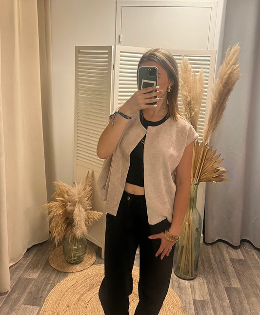 Veste Béa sans manches beige