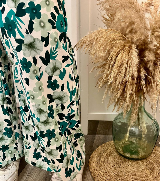 Pantalon palazzo Lily fleuri vert