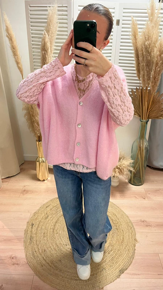 Gilet mohair  Giles sans manches large à boutons