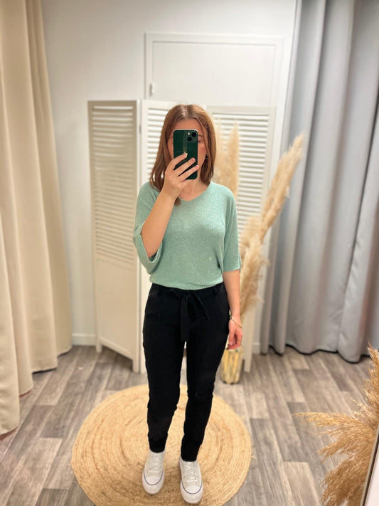 Pull lurex Émilie vert d’eau